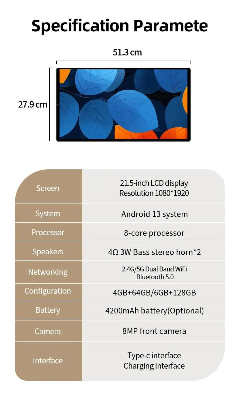Hot Selling Walk By Me 21.5 Inch Lcd Monitor All in One Tablet Pc 1080P Android 15 Touch Screen Monitor With Camera