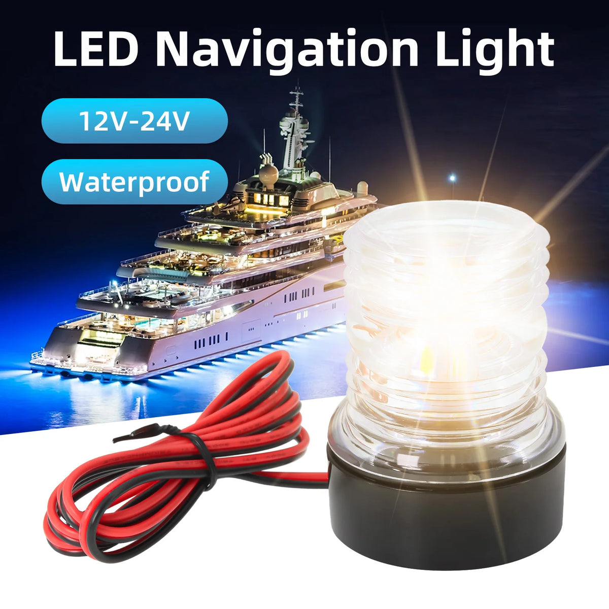 12V LED Navigation Anchor Light Marine 360 Degree All Round Sailing Signal Lamp Navigation Indicator For Marine Boat Yacht