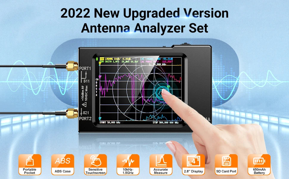 NanoVNA-H Vector Network Antenna Analyzer 10KHz-1.5GHz MF HF VHF UHF W/ Shell SD Card Slot Supprt 32G Digital Nano VNA-H Tester