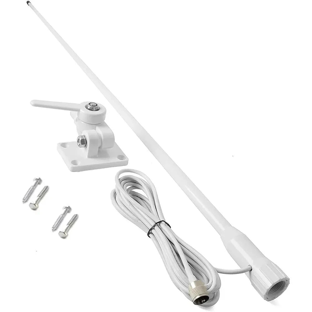 Professional 156/163MHz VHF Marine Whip Antenna, High Performance Fiberglass VHF Antenna for Boats,Corrosion Resistant UV Stable