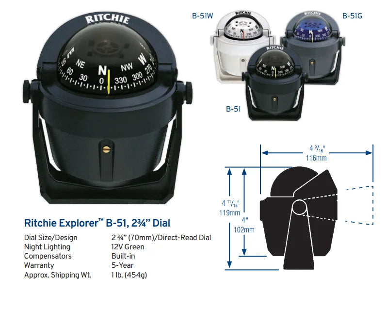 Ritchie marine magnetic compass B-51/ F-50/ B-81WM /X-10B-M compass boat accessories mercruiser
