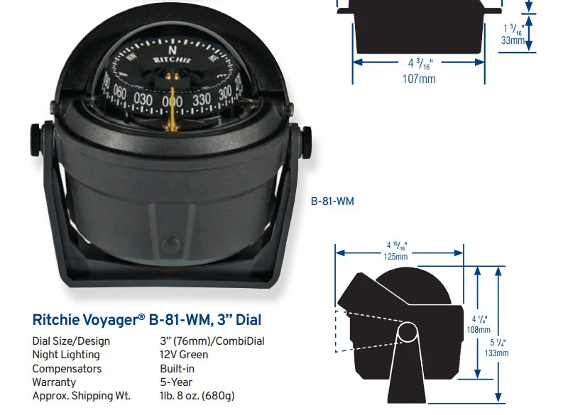Ritchie marine magnetic compass B-51/ F-50/ B-81WM /X-10B-M compass boat accessories mercruiser