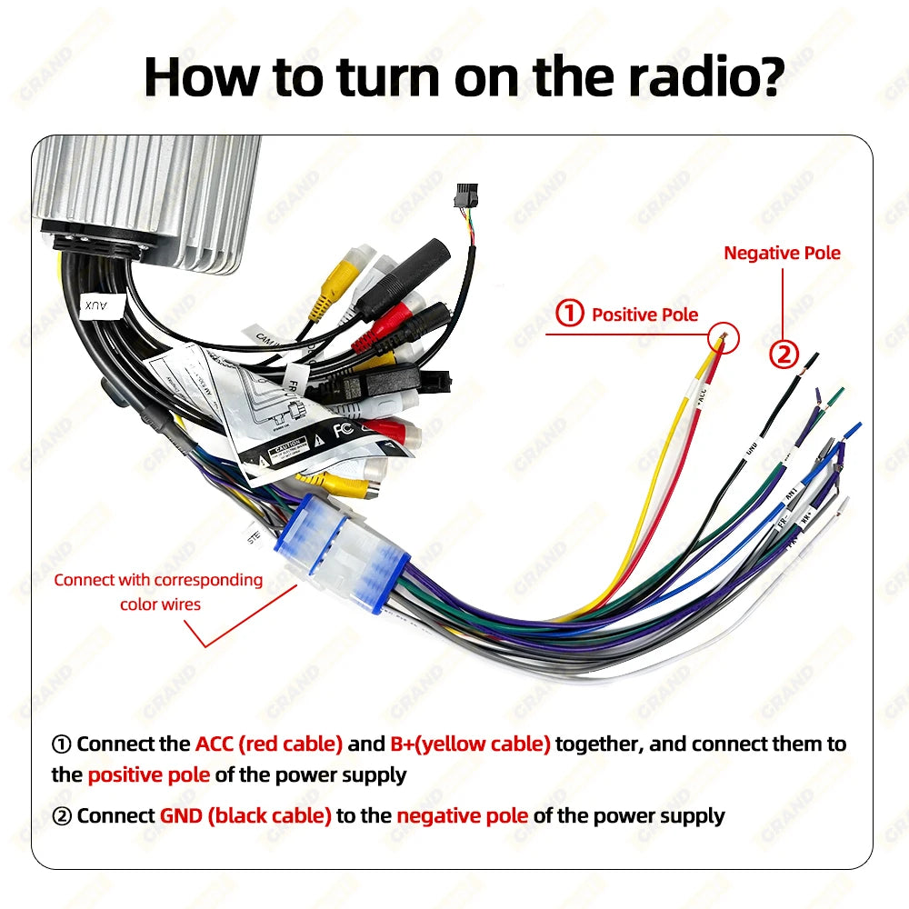 GRANDnavi Marine Stereo Boat MP5 Radio Player Waterproof IPX5 AUX Bluetooth FM AM RDS Audio For Yacht Gauge ATV UTV SUV Cart SPA