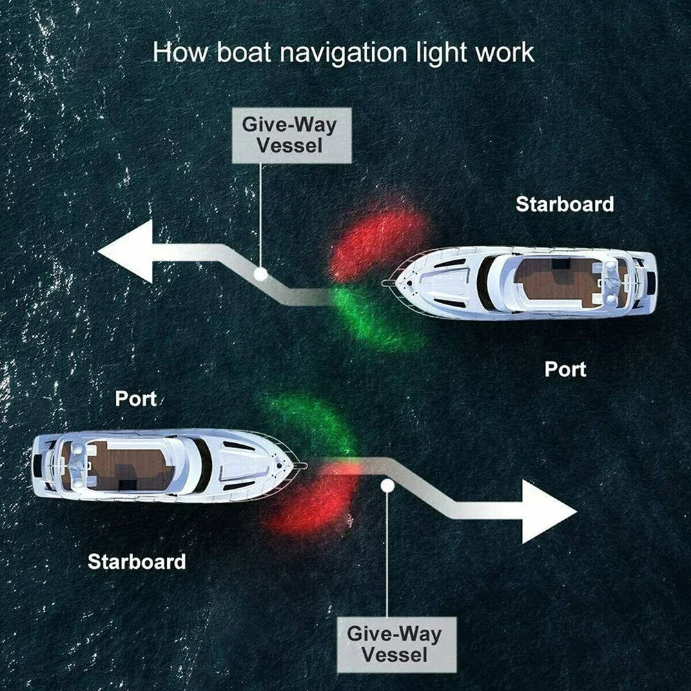 LED Boat Navigation Light Red Green 12V Waterproof Sailing Signal Lamp Marine Yacht Starboard Warning Lights