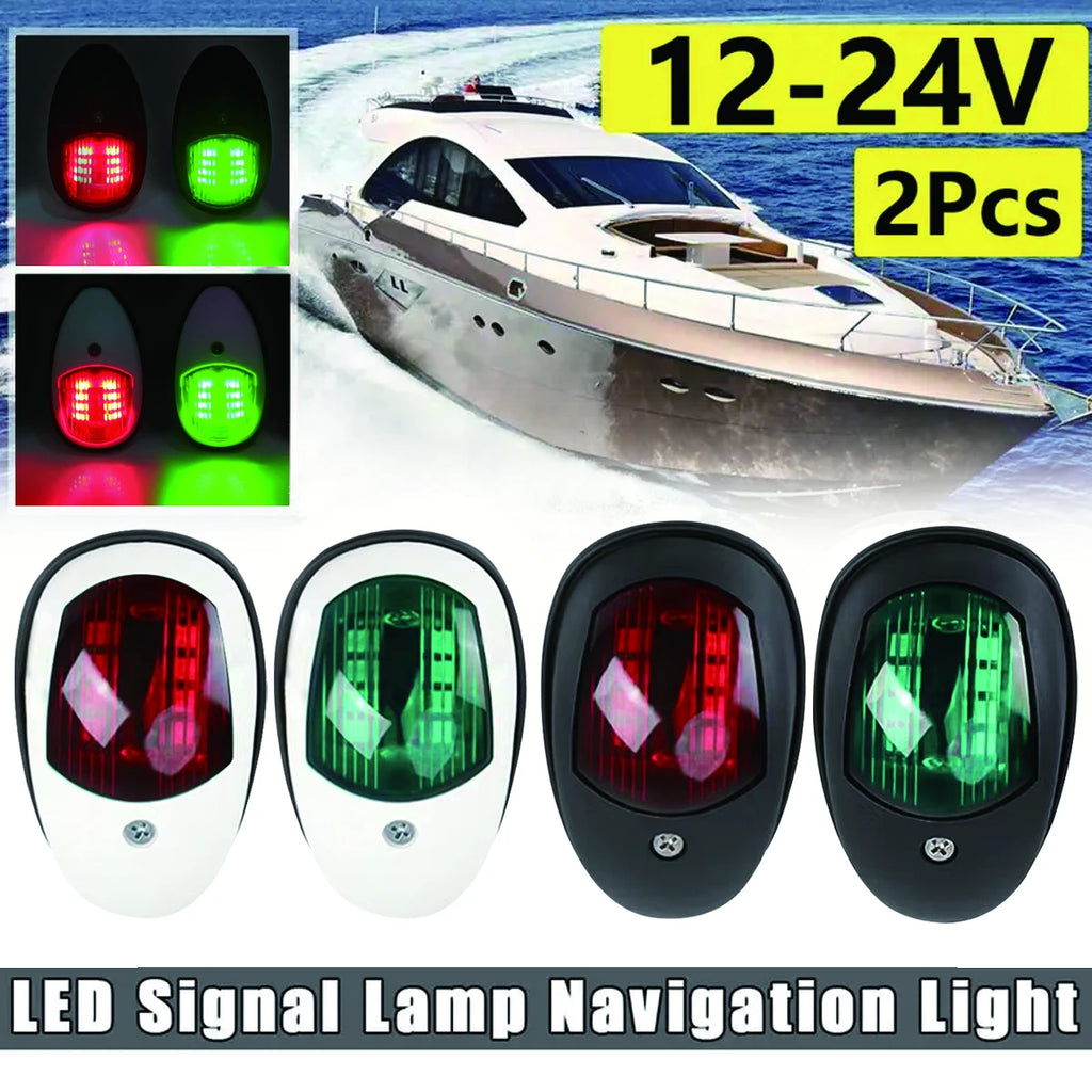 2x Marine Boat LED Navigation Light 12V-24V Signal Lamp , Red & Green Bow Light for Pontoon, Skeeter, Power Boat & Skiff