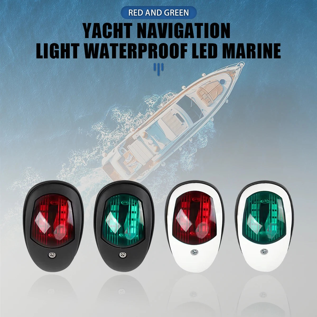 2x Marine Boat LED Navigation Light 12V-24V Signal Lamp , Red & Green Bow Light for Pontoon, Skeeter, Power Boat & Skiff
