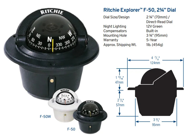 Ritchie marine magnetic compass B-51/ F-50/ B-81WM /X-10B-M compass boat accessories mercruiser