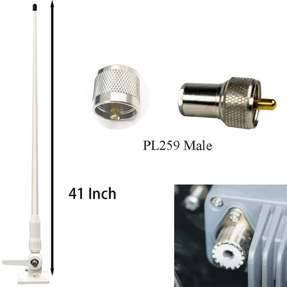 Professional 156/163MHz VHF Marine Whip Antenna, High Performance Fiberglass VHF Antenna for Boats,Corrosion Resistant UV Stable