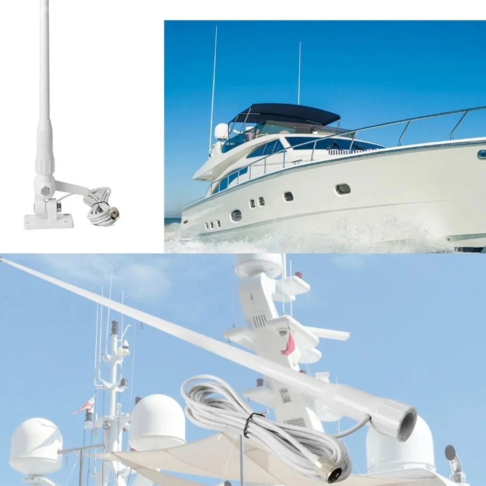 Professional 156/163MHz VHF Marine Whip Antenna, High Performance Fiberglass VHF Antenna for Boats,Corrosion Resistant UV Stable