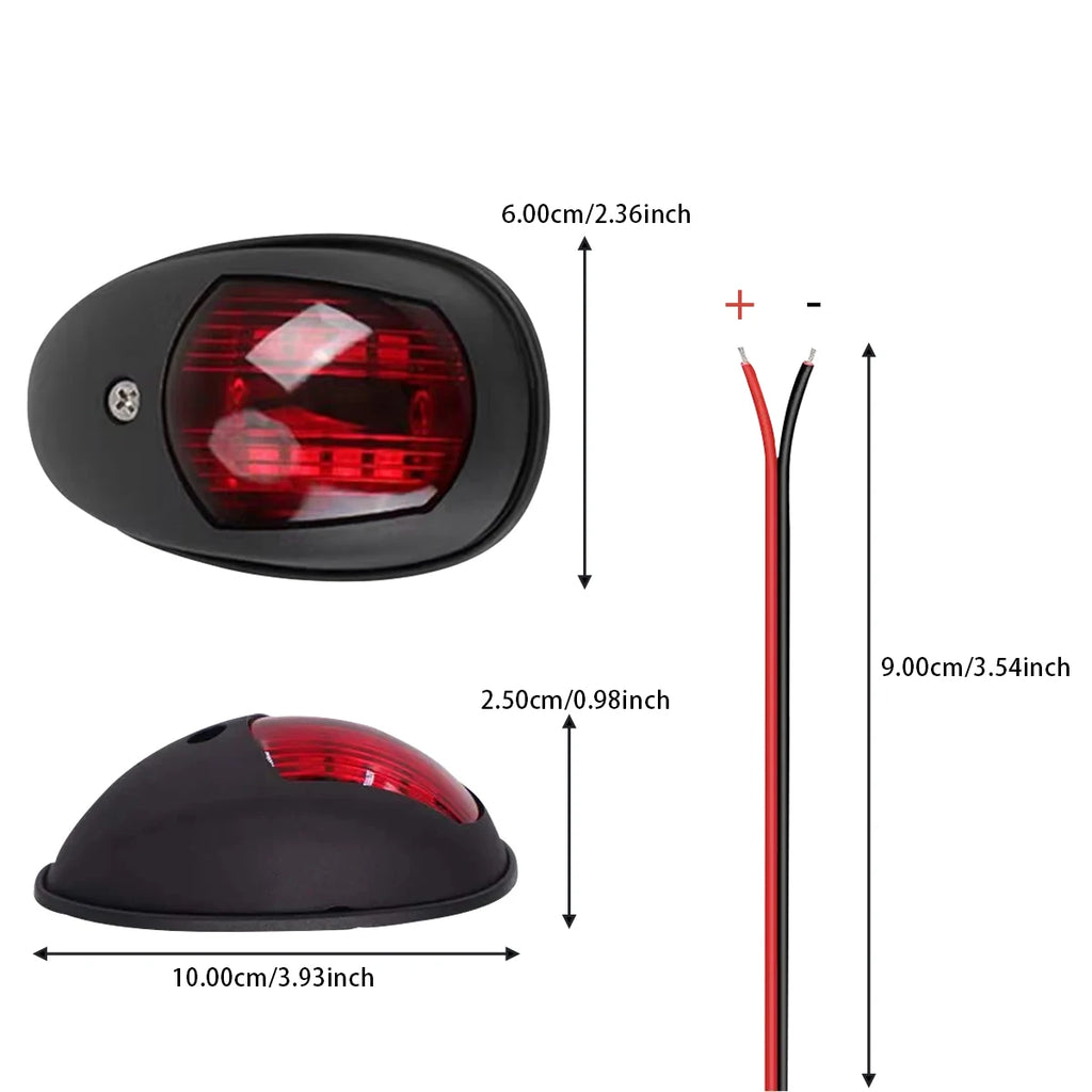 2x Marine Boat LED Navigation Light 12V-24V Signal Lamp , Red & Green Bow Light for Pontoon, Skeeter, Power Boat & Skiff