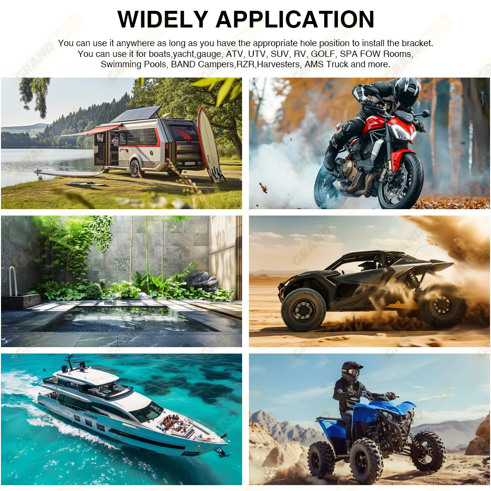 GRANDnavi Marine Stereo Boat MP5 Radio Player Waterproof IPX5 AUX Bluetooth FM AM RDS Audio For Yacht Gauge ATV UTV SUV Cart SPA