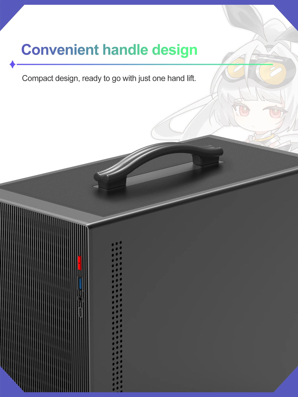 Power Train X-GAMERX M1 Handheld Portable Computer Case Side Transparent MINI Game MATX Desktop Chassis