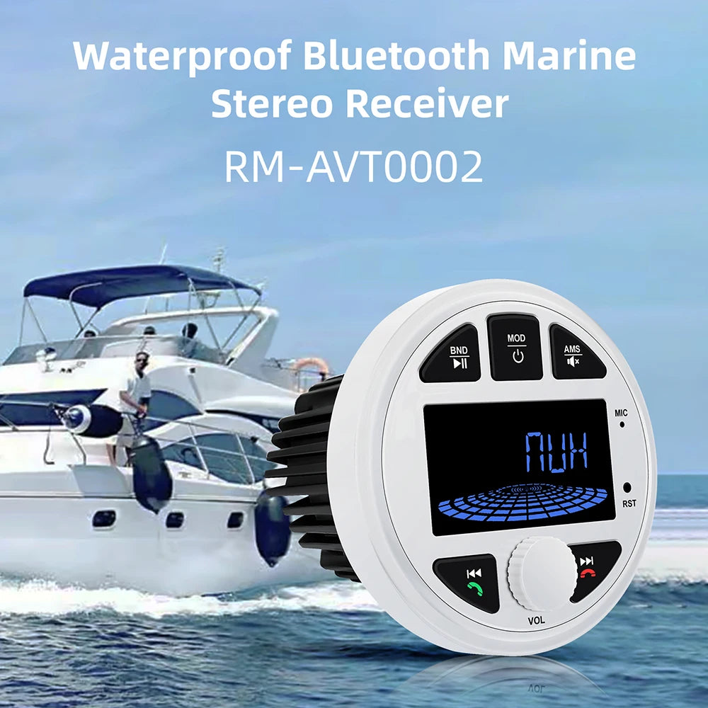 Boat Radio Media Player Marine Stereo MP3 Waterproof Bluetooth Audio Radio FM AM Receiver Fit for Harvesters ATV UTV SPA RZR