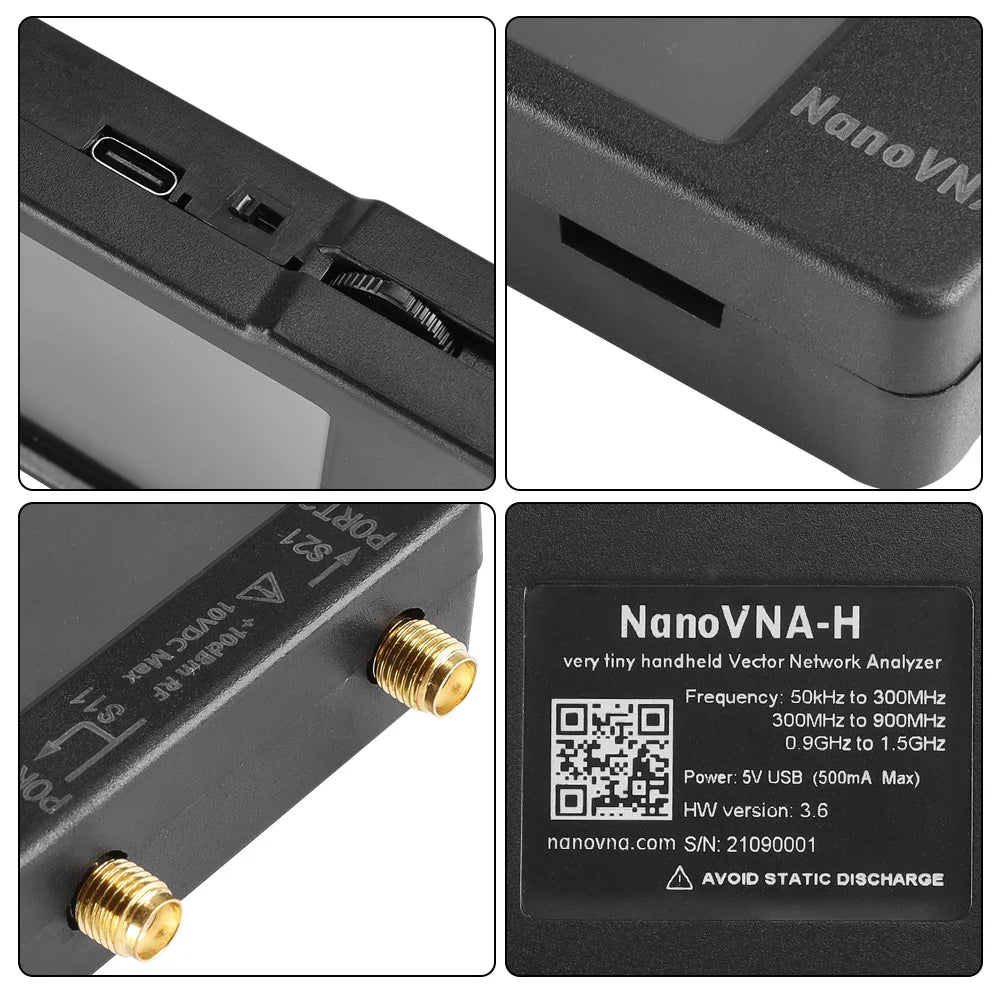 NanoVNA-H Vector Network Antenna Analyzer 10KHz-1.5GHz MF HF VHF UHF W/ Shell SD Card Slot Supprt 32G Digital Nano VNA-H Tester